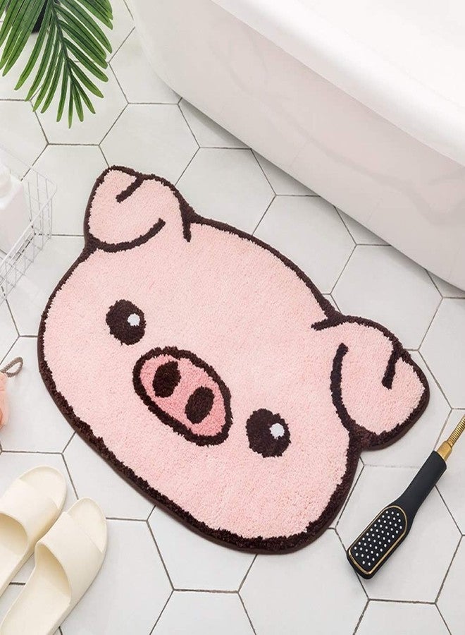 HYST Thick Pink Pig Design Cute Bathroom mat,Showroom Bathmat,Non-Slip Bath Rugs,Play Carpet Area Rug for Kids,Photography Props,Home Decor,Indoor mat,Plush Bathroom Rugs(Pig's Head) - Image 1